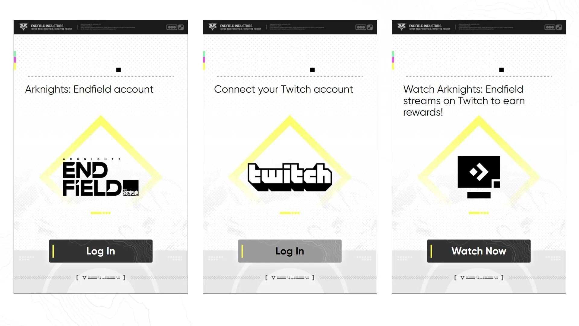 Arknights: Endfield game and Twitch account screen without the 