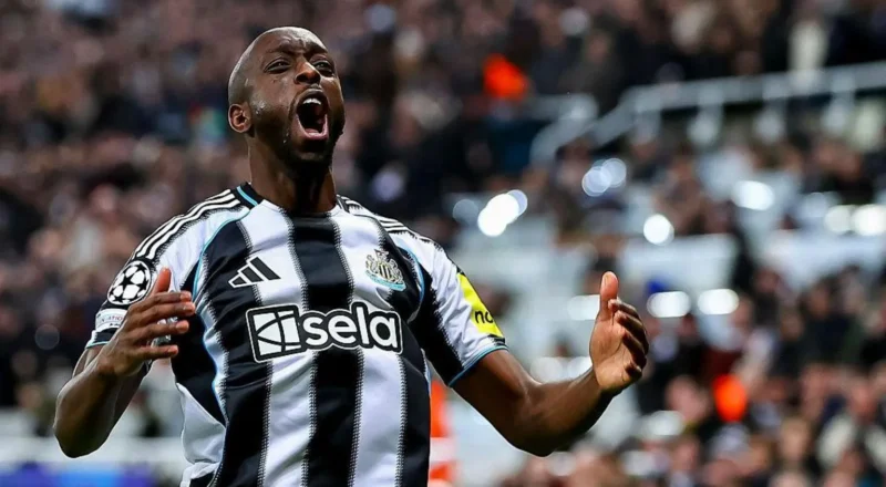Yoane Wissa celebrates after scoring for Newcastle United against PSV Eindhoven at St James' Park on 21 January, 2026