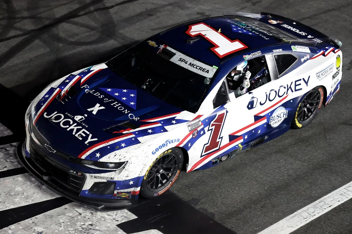Ross Chastain, Trackhouse Racing Chevrolet after 2025 Coca-Cola 600 win