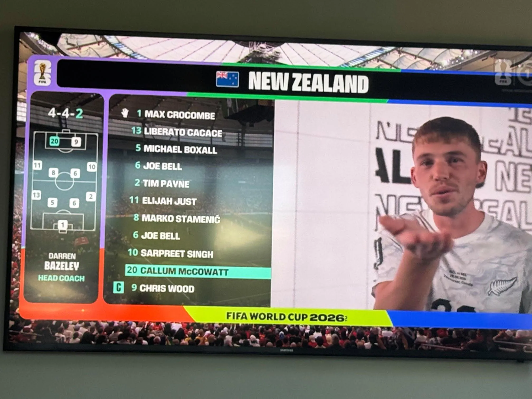 New Zealand’s Joe Bell appears twice in the starting lineup against Egypt