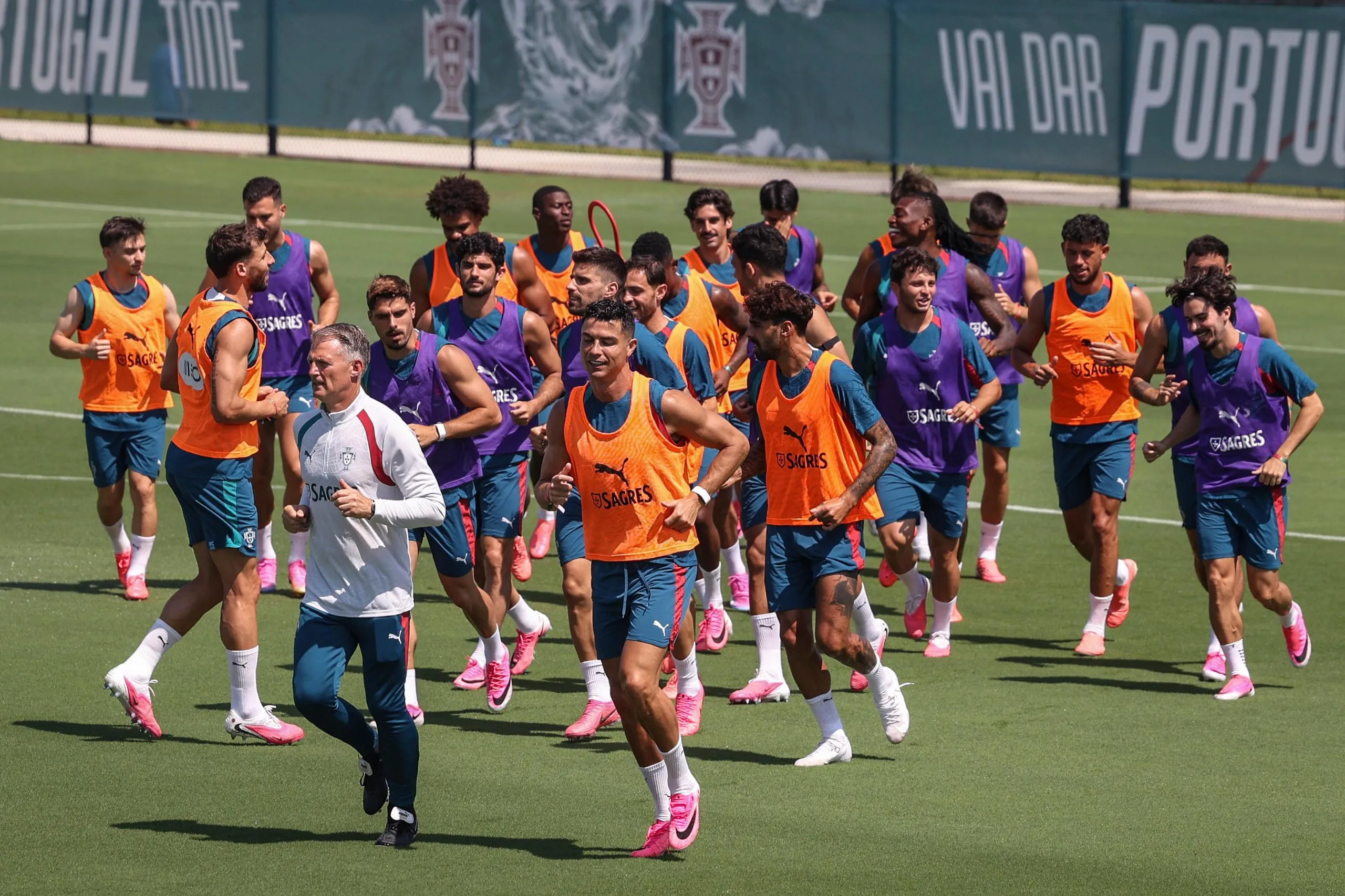 Cristiano Ronaldo and Portugal in training.