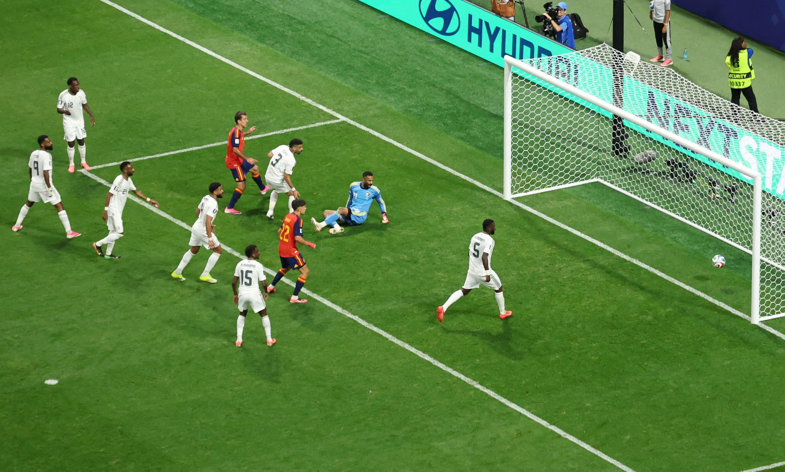 Spain's Mikel Oyarzabal scores their second goal.