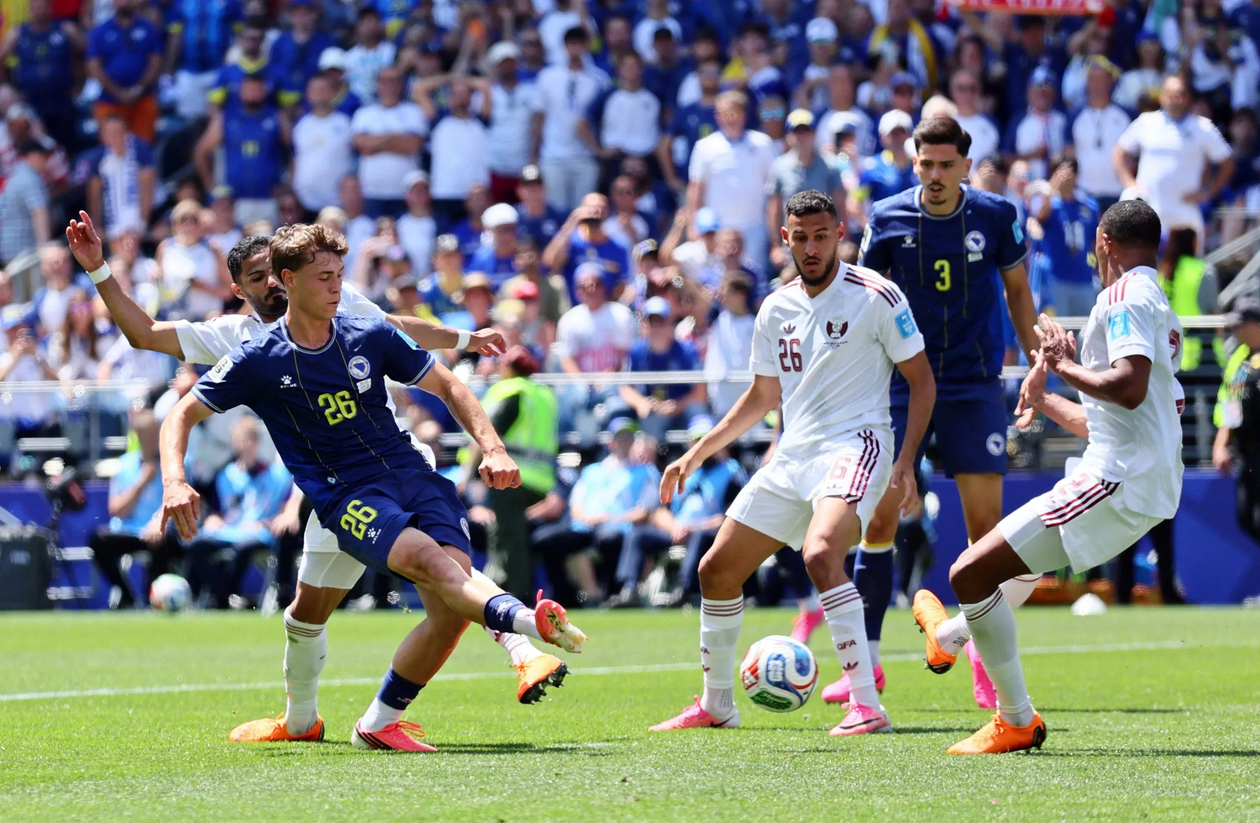 Ermin Mahmic scores Bosnia and Herzegovina’s third goal in their victory