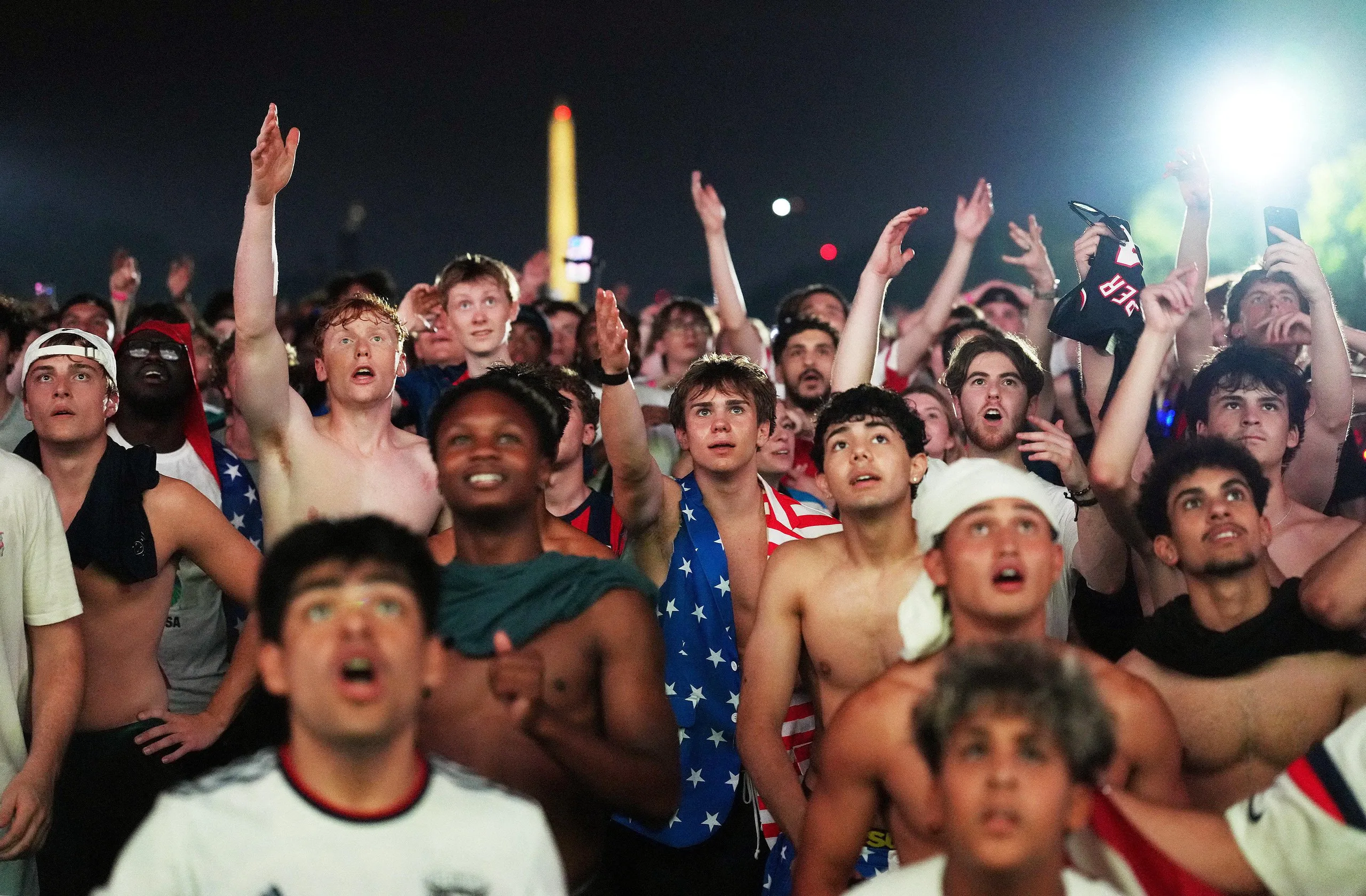 USA supporters at the fan zone in Washington as they watch their nation’s match against Paraguay.