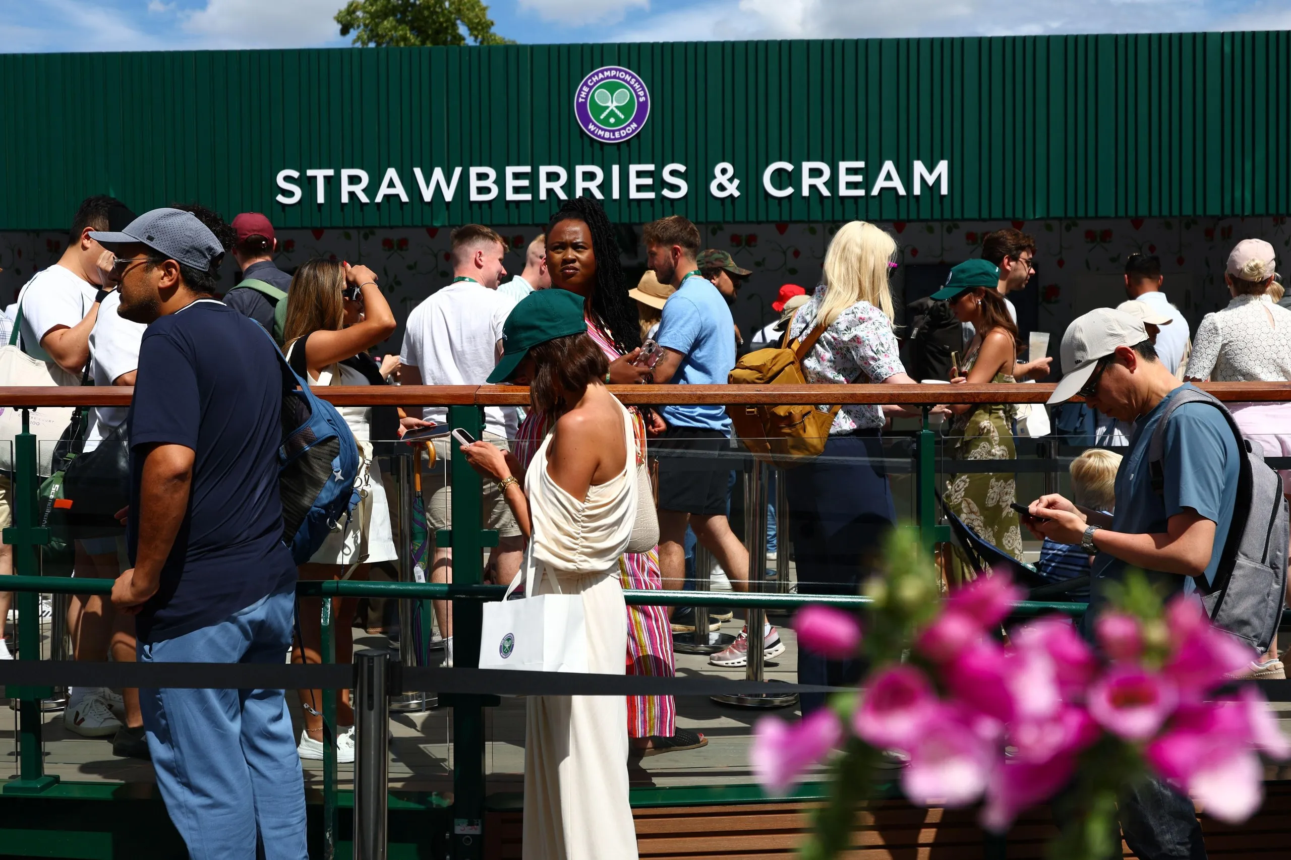 A queue for strawberries and cream at Wimbledon