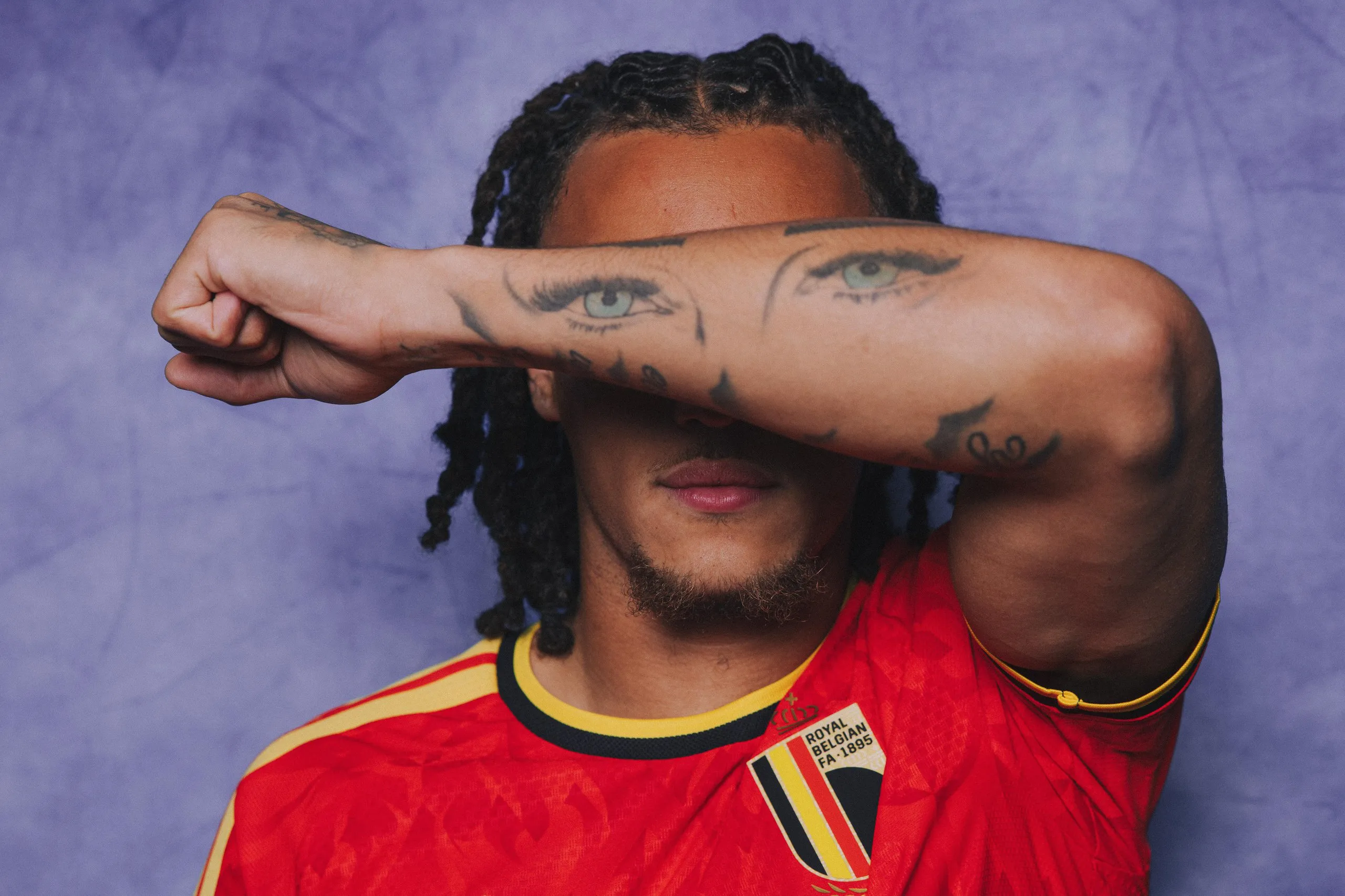 Diego Moreira of Belgium obscures his eyes for an eerie portrait.