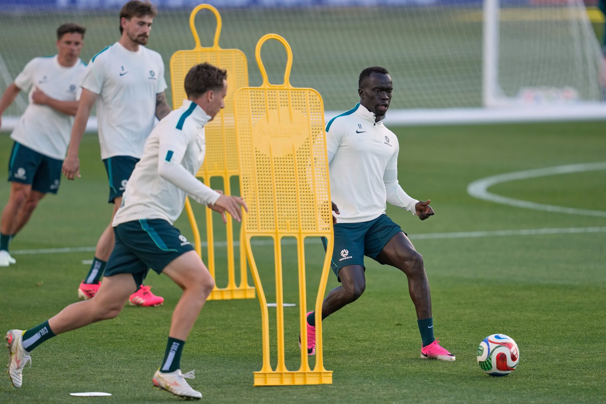 The Socceroos train before the World Cup clash with Paraguay