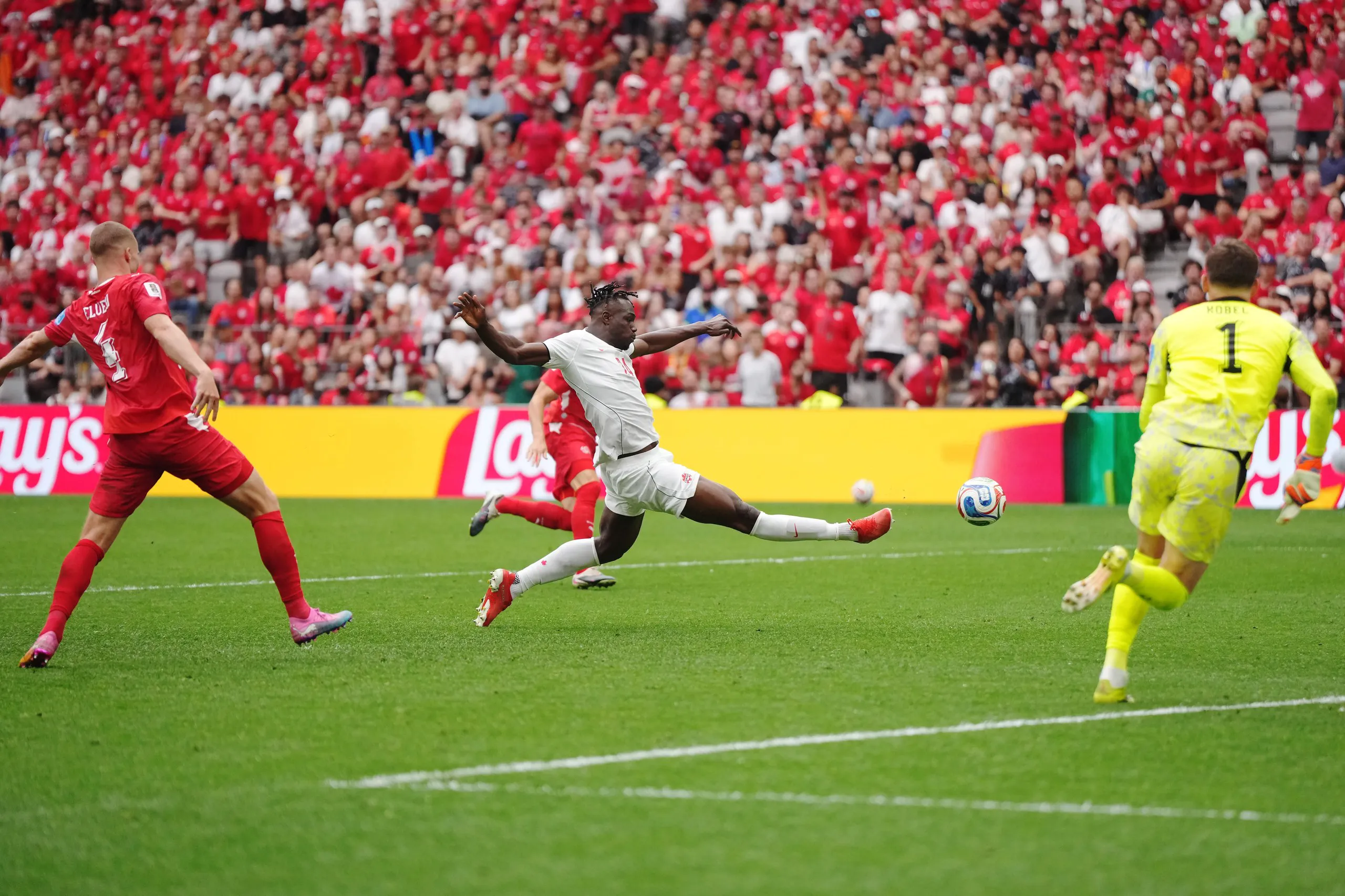 Promise David stretches to score Canada’s goal 