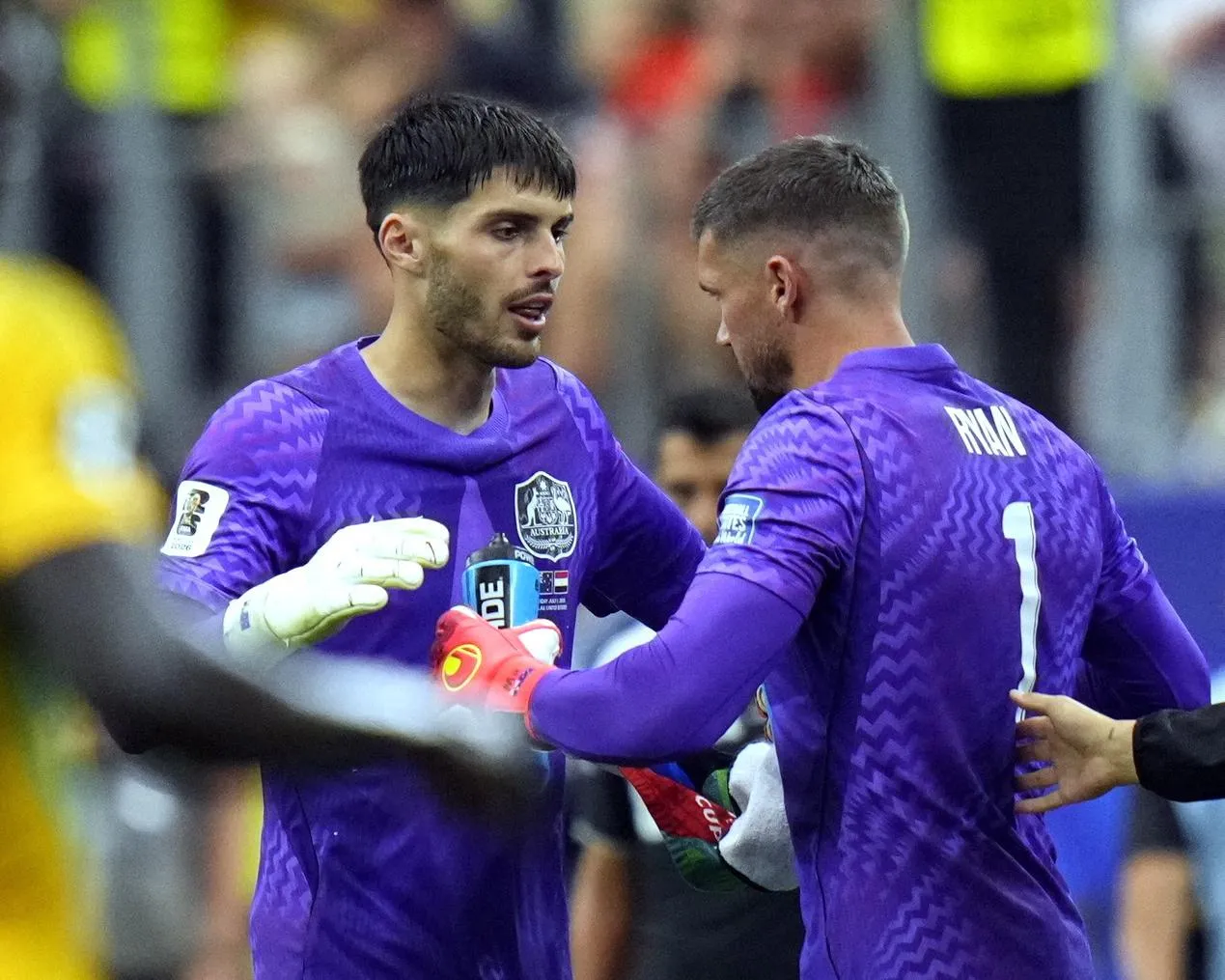 Patrick Beach is replaced by Mathew Ryan as Tony Popovic changed goalkeepers for the shootout.