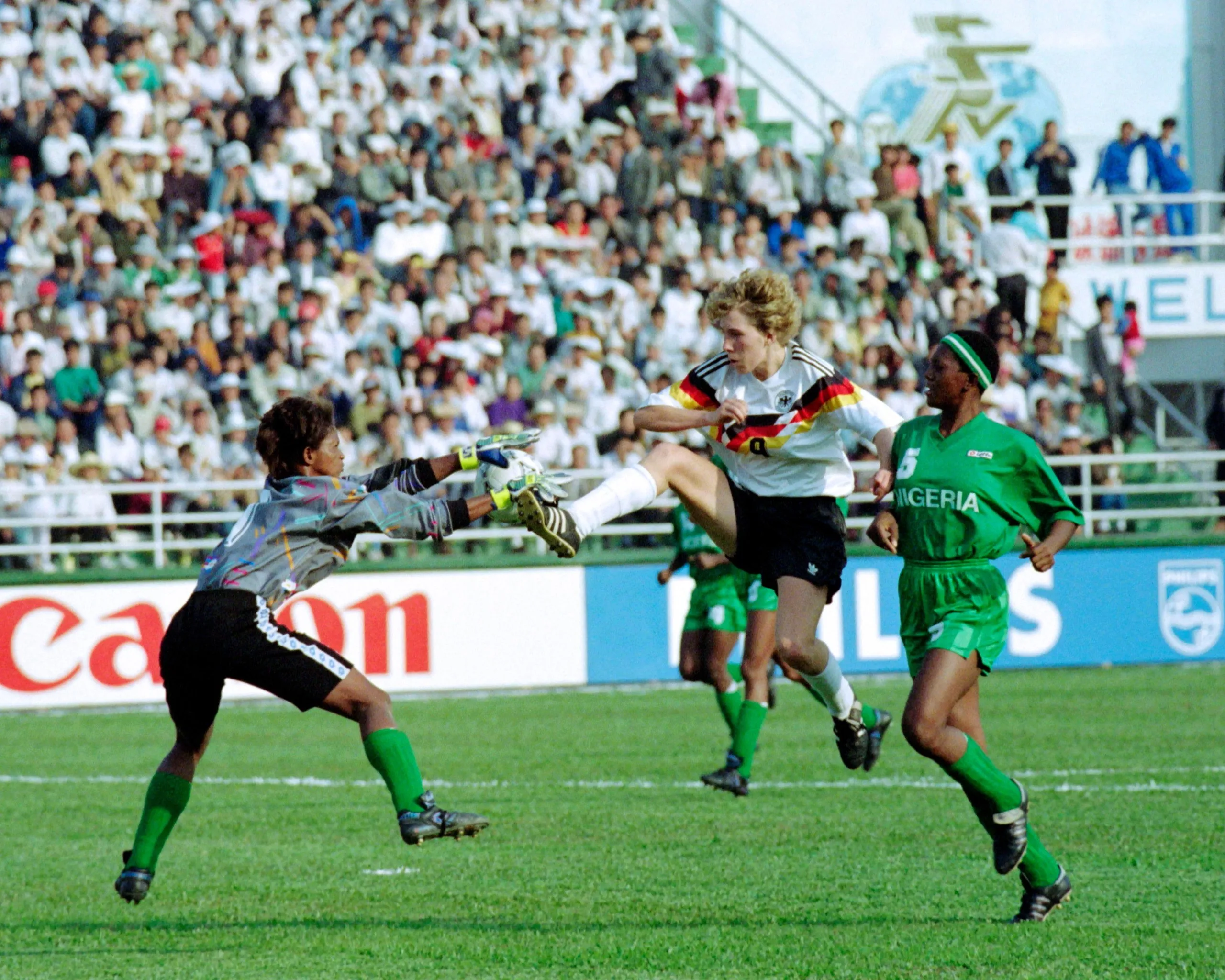 Heidi Mohr netted twice against Nigeria on her way to seven World Cup goals in 1991.
