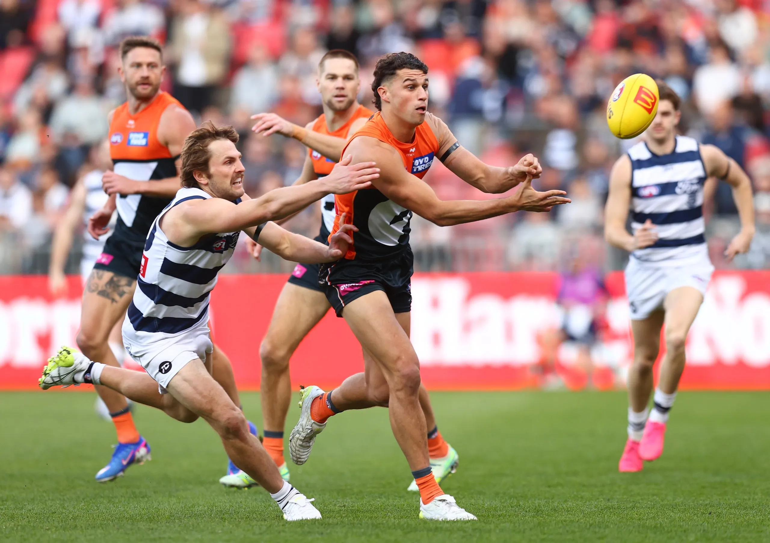 Finn Callaghan stepped up for GWS Giants when the AFL match against Geelong Cats was on the line