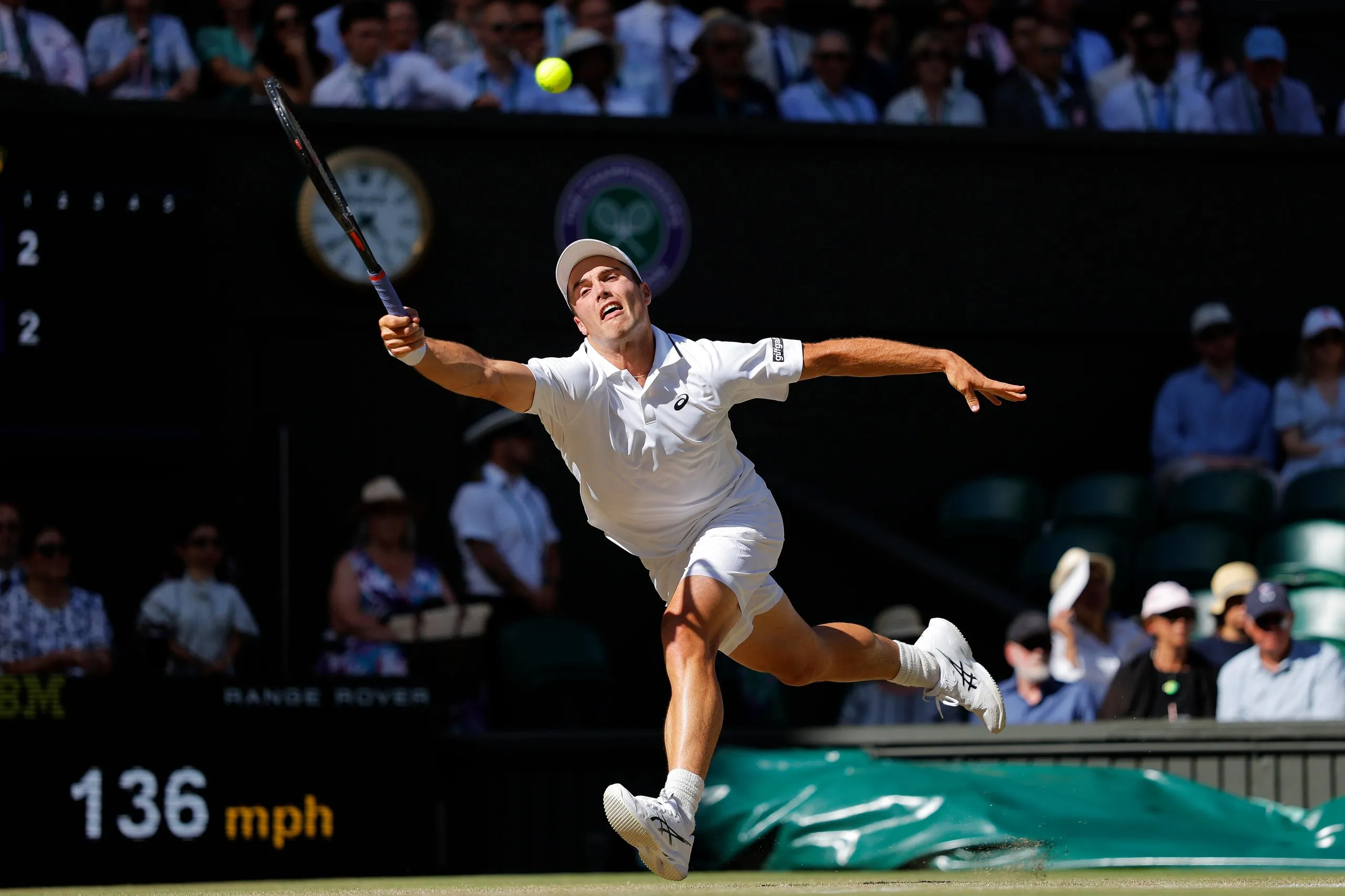 Arthur Fery reaches for a shot against Grigor Dimitrov