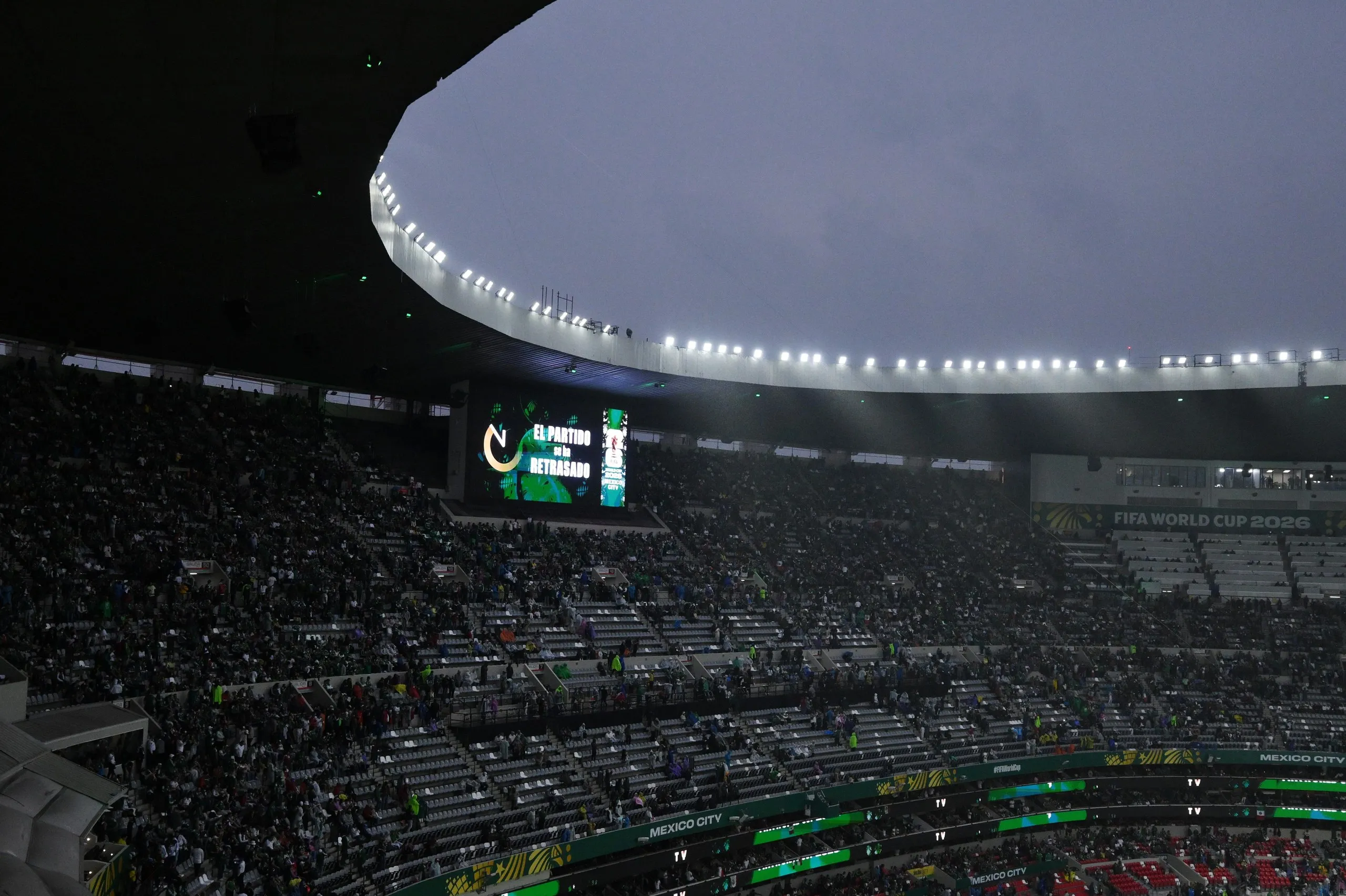 Rain at the Azteca Stadium