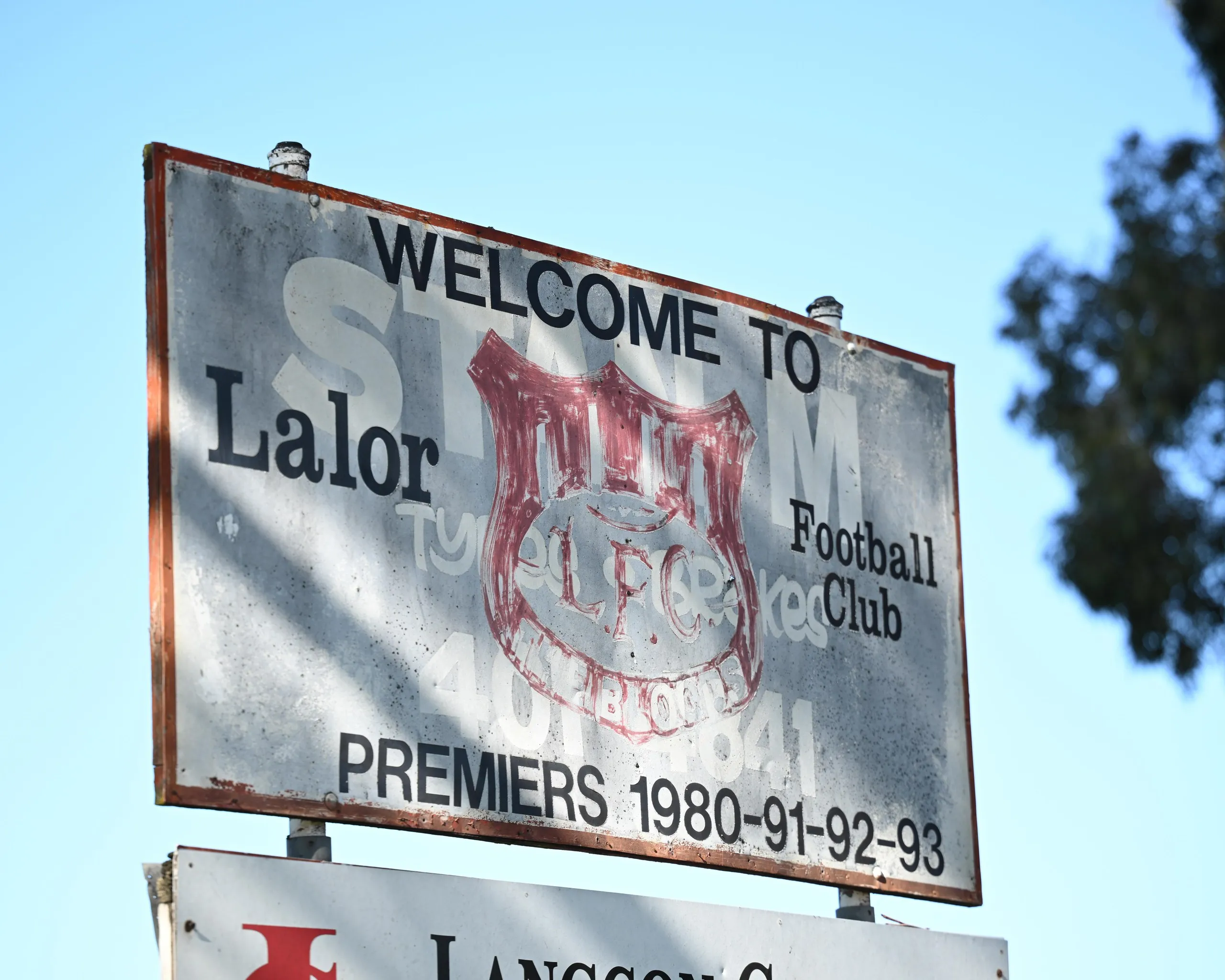 Lalor Football Club sign at Lalor Recreation Reserve in Melbourne