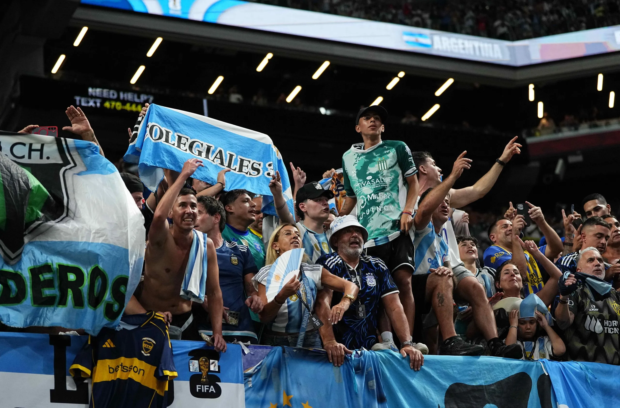 Argentina fans celebrate during the World Cup semi-final against England